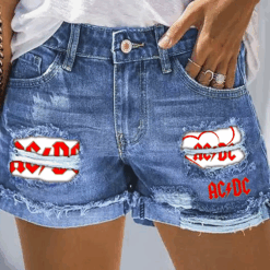 ACDC Rip Print Fashion Denim Shorts 1404 DatND DVT 1