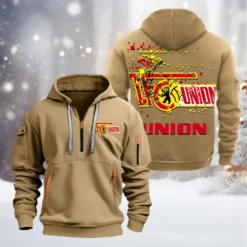 Union Berlin Hoodie Half Zipper, Gift For Union Berlin Fan BDE051626446 - Khaki