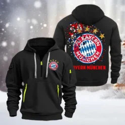 FC Bayern Munchen Hoodie Half Zipper, Gift For FC Bayern Munchen Fan BDE051626447 - Black