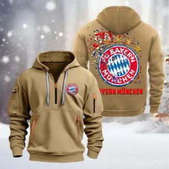 FC Bayern Munchen Hoodie Half Zipper, Gift For FC Bayern Munchen Fan BDE051626447 - Khaki