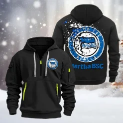 Hertha BSC Hoodie Half Zipper, Gift For Hertha BSC Fan BDE051626449 - Black
