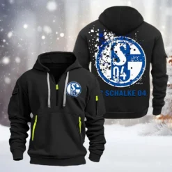 FC Schalke 04 Hoodie Half Zipper, Gift For FC Schalke 04 Fan BDE051626450 - Black