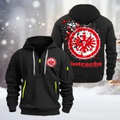 Eintracht Frankfurt Hoodie Half Zipper, Gift For Eintracht Frankfurt Fan BDE051626451 - Black