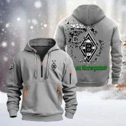 Borussia Monchengladbach Hoodie Half Zipper, Gift For Borussia Monchengladbach Fan BDE051626452 - Gray