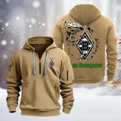 Borussia Monchengladbach Hoodie Half Zipper, Gift For Borussia Monchengladbach Fan BDE051626452 - Khaki