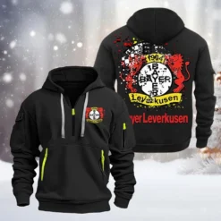 Bayer 04 Leverkusen Hoodie Half Zipper, Gift For Bayer 04 Leverkusen Fan BDE051626453 - Black