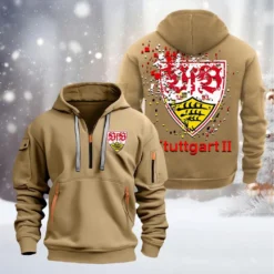 VfB Stuttgart II Hoodie Half Zipper, Gift For VfB Stuttgart II Fan BDE051626454 - Khaki