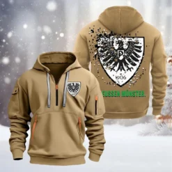 Preussen Munster Hoodie Half Zipper, Gift For Preussen Munster Fan BDE051626455 - Khaki