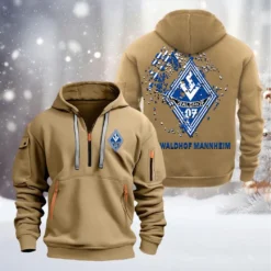 Waldhof Mannheim Hoodie Half Zipper, Gift For Waldhof Mannheim Fan BDE051626457 - Khaki