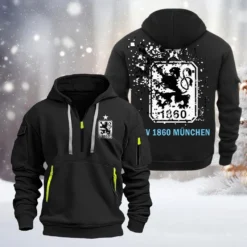 1860 Munich Hoodie Half Zipper, Gift For 1860 Munich Fan BDE051626460 - Black