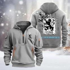 1860 Munich Hoodie Half Zipper, Gift For 1860 Munich Fan BDE051626460 - Gray