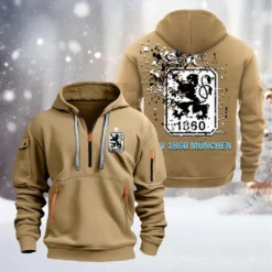1860 Munich Hoodie Half Zipper, Gift For 1860 Munich Fan BDE051626460 - Khaki