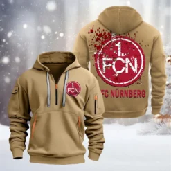 FC Nurnberg Hoodie Half Zipper, Gift For FC Nurnberg Fan BDE051626467 - Khaki