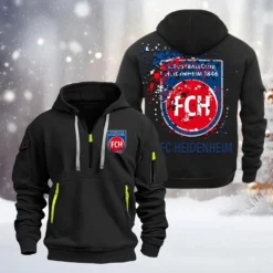FC Heidenheim Hoodie Half Zipper, Gift For FC Heidenheim Fan BDE051626468 - Black