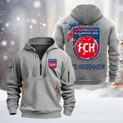 FC Heidenheim Hoodie Half Zipper, Gift For FC Heidenheim Fan BDE051626468 - Gray