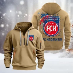 FC Heidenheim Hoodie Half Zipper, Gift For FC Heidenheim Fan BDE051626468 - Khaki