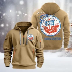 Hansa Rostock Hoodie Half Zipper, Gift For Hansa Rostock Fan BDE051626471 - Khaki