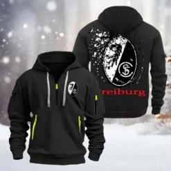 SC Freiburg Hoodie Half Zipper, Gift For SC Freiburg Fan BDE051626477 - Black