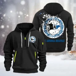 Arminia Bielefeld Hoodie Half Zipper, Gift For Arminia Bielefeld Fan BDE051626478 - Black