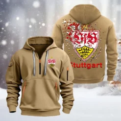VfB Stuttgart Hoodie Half Zipper, Gift For VfB Stuttgart Fan BDE051626481 - Khaki