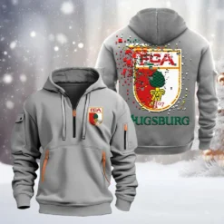 FC Augsburg Hoodie Half Zipper, Gift For FC Augsburg Fan BDE051626483 - Gray