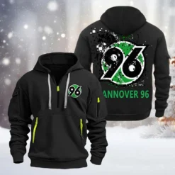 Hannover 96 Hoodie Half Zipper, Gift For Hannover 96 Fan BDE051626484 - Black