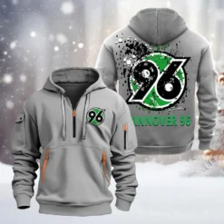 Hannover 96 Hoodie Half Zipper, Gift For Hannover 96 Fan BDE051626484 - Gray