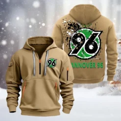 Hannover 96 Hoodie Half Zipper, Gift For Hannover 96 Fan BDE051626484 - Khaki