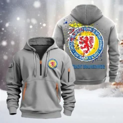 Eintracht Braunschweig Hoodie Half Zipper, Gift For Eintracht Braunschweig Fan BDE051626485 - Gray