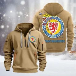 Eintracht Braunschweig Hoodie Half Zipper, Gift For Eintracht Braunschweig Fan BDE051626485 - Khaki