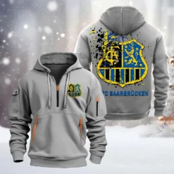 FC Saarbrucken Hoodie Half Zipper, Gift For FC Saarbrucken Fan BDE051626488 - Gray
