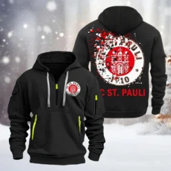 FC St. Pauli Hoodie Half Zipper, Gift For FC St. Pauli Fan BDE051626493 - Black