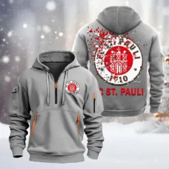 FC St. Pauli Hoodie Half Zipper, Gift For FC St. Pauli Fan BDE051626493 - Gray