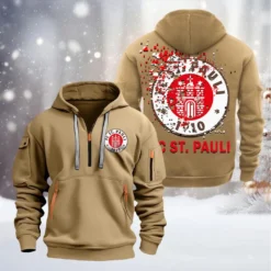 FC St. Pauli Hoodie Half Zipper, Gift For FC St. Pauli Fan BDE051626493 - Khaki