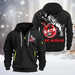 FC Koln Hoodie Half Zipper, Gift For FC Koln Fan BDE051626499 - Black