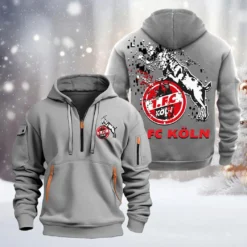 FC Koln Hoodie Half Zipper, Gift For FC Koln Fan BDE051626499 - Gray