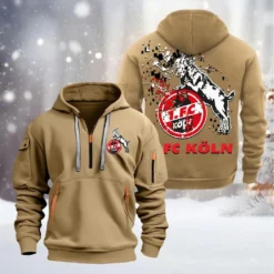 FC Koln Hoodie Half Zipper, Gift For FC Koln Fan BDE051626499 - Khaki