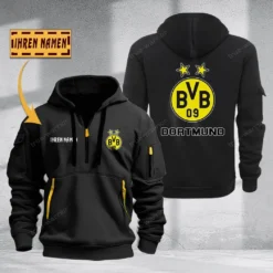 Borussia Dortmund Hoodie Haft Zipper, Gift For Borussia Dortmund Fan BDE051725575-Black