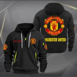 Manchester United Hoodie Half Zipper, Gift for Manchester United fan EPL14052225001 - Black