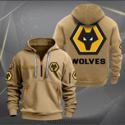 Wolverhampton Wanderers Hoodie Half Zipper, Gift for Wolverhampton Wanderers fan EPL14052225002 - Khaki
