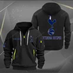 Tottenham Hotspur Hoodie Half Zipper, Gift for Tottenham Hotspur fan EPL14052225005 - Black