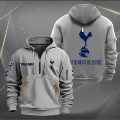 Tottenham Hotspur Hoodie Half Zipper, Gift for Tottenham Hotspur fan EPL14052225005 - Grey