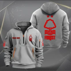 Nottingham Forest Hoodie Half Zipper, Gift for Nottingham Forest fan EPL14052225007 - Grey