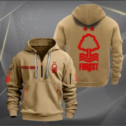 Nottingham Forest Hoodie Half Zipper, Gift for Nottingham Forest fan EPL14052225007 - Khaki