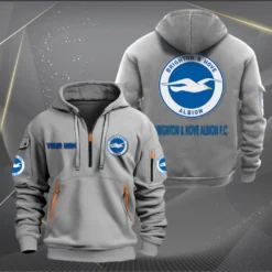 Brighton & Hove Albion Hoodie Half Zipper, Gift for Brighton & Hove Albion fan EPL14052225009 - Grey