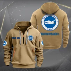 Brighton & Hove Albion Hoodie Half Zipper, Gift for Brighton & Hove Albion fan EPL14052225009 - Khaki