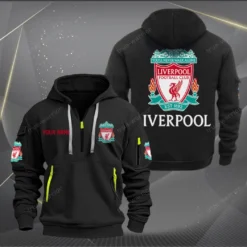 Liverpool Hoodie Half Zipper, Gift for Liverpool fan EPL14052225010 - Black