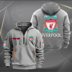 Liverpool Hoodie Half Zipper, Gift for Liverpool fan EPL14052225010 - Grey