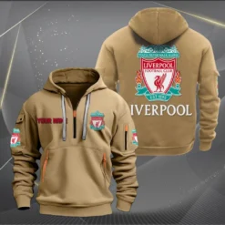 Liverpool Hoodie Half Zipper, Gift for Liverpool fan EPL14052225010 - Khaki