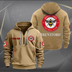 Brentford Hoodie Half Zipper, Gift for Brentford fan EPL14052225011 - Khaki